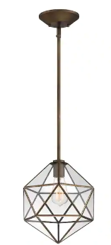 Home Decorators Collection 60-Watt 1 Light Bronze Mini-Pendant with Geometric Shade - $45