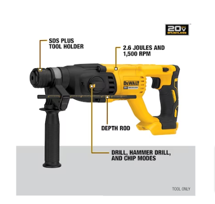 DEWALT XR 20-volt Max 1-in Sds-plus Variable Speed Cordless Rotary Hammer Drill - $140