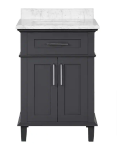 Sonoma Single Sink Bath Vanity in Dark Charcoal with Carrara Marble Top - $345