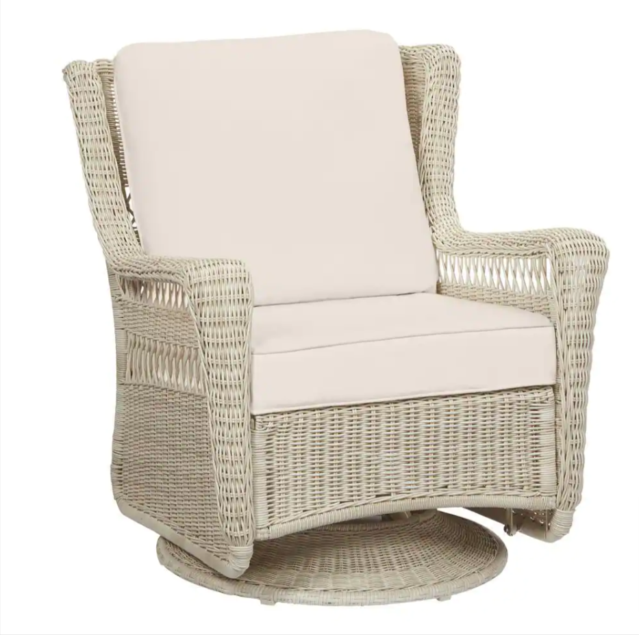 Park Meadows Wicker Outdoor Swivel Rocking Lounge Chair with Cushions -  $260