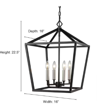Millennium Lighting 4-Light 16 in. Wide Matte Black Taper Candle Pendant - $140