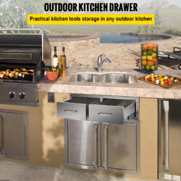 Outdoor Kitchen Drawers 30 in. W x 10 in. H x 20 in. D Double BBQ Access Drawers - $125
