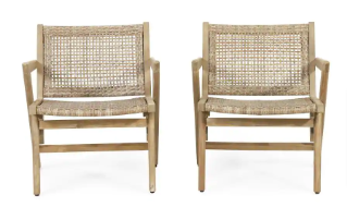 Noble House Pecor Wicker Outdoor Lounge Chair (4-Pack) - $200