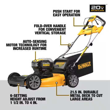 DEWALT 20V MAX 21.5 in. Battery Powered Walk Behind Self Propelled Lawn Mower - $385