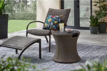 Exclusive Hampton Bay 20.08 in. Fairlane Black Wicker Outdoor Side Table - $60