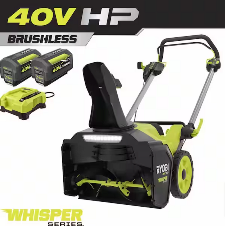Ryobi - 40V HP Brushless Whisper Series 21 in. Cordless Snow Blower, (2) Batteries, Charger - $500
