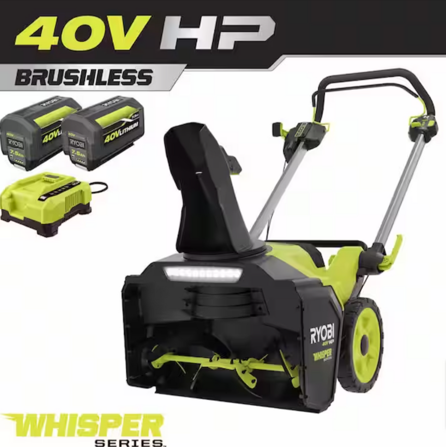 Ryobi - 40V HP Brushless Whisper Series 21 in. Cordless Snow Blower, (2) Batteries, Charger - $450