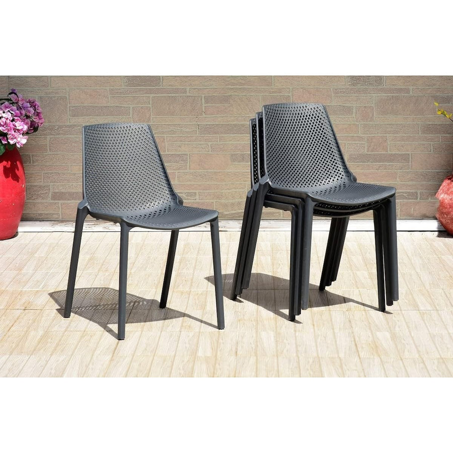 Amazonia Miami Patio Side Durable Outdoor and Indoor Resin Grey Chairs | Set of 4 - $195