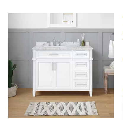 Caville 42 in. W x 22 in. D x 34 in. H Single Sink Bath Vanity in White - $1,020