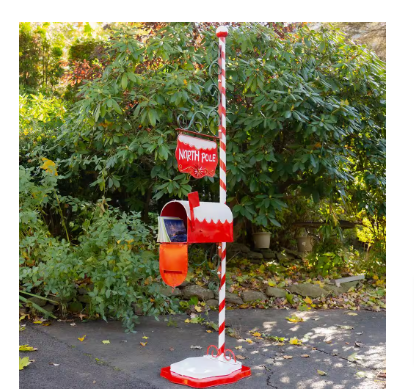 Zaer Ltd. International 72 in. Tall North Pole Mailbox with Candy Cane Stand - $200