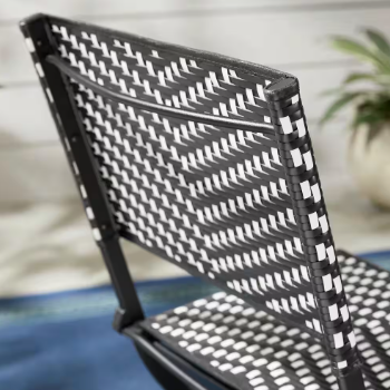 StyleWell Black and White 3-Piece Steel Wicker Outdoor Bistro Folding Set - $80