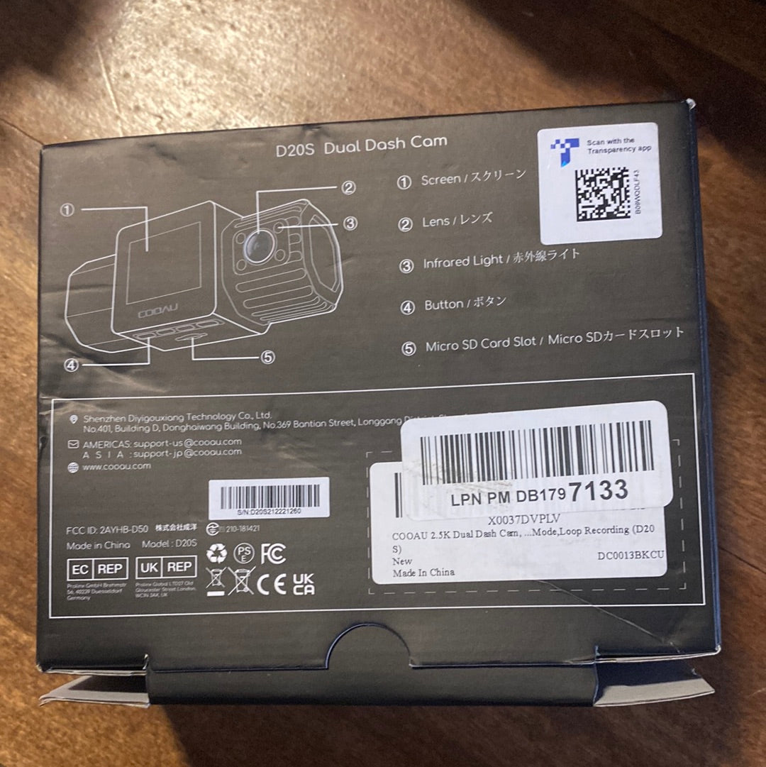 COOAU 2.5K Dual Dash Cam (D20S) - $100