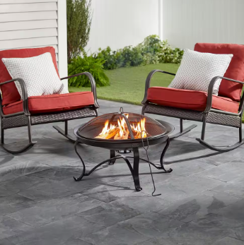 Hampton Bay Sadler 30 in. x 19 in. Round Steel Wood Burning Fire