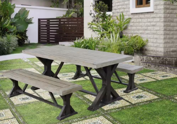 Hampton Bay Farmhouse Wood Dining Outdoor Table 240 DISCOUNT BROS