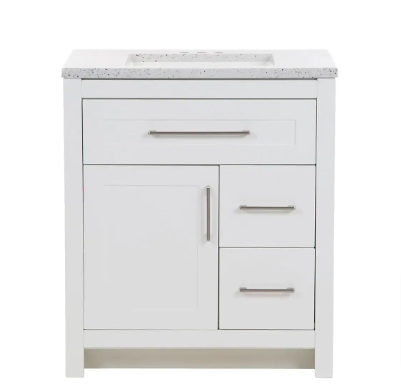 Clady 30 in. W x 19 in. D x 35 in. H Single Sink Freestanding Bath Vanity in White - $240