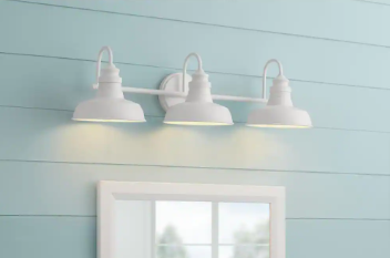 Elmcroft 29 in. 3-light Designer White Farmhouse indoor vanity with Metal Shades - $55