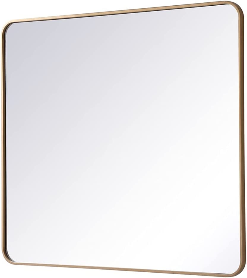 Elegant Decor Soft Corner Metal Rectangular Mirror 36x40 inch in Brass - $110