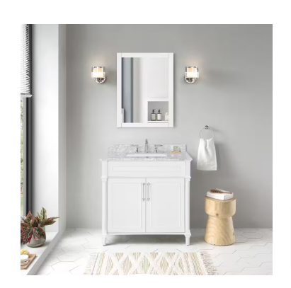 Aberdeen 36 in. W x 22 in. D x 34 in. H Single Sink Bath Vanity in White - $300