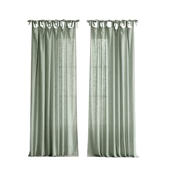 allen + roth 95-in Sea Green Light Filtering Tie Top Single Curtain Panel - $20