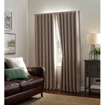 allen + roth 84-in Linen Blackout Thermal Lined Back Tab Single Curtain Panel - $20
