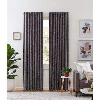 allen + roth 84-in Grey Room Darkening Thermal Lined Back Tab Single Curtain Panel - $20