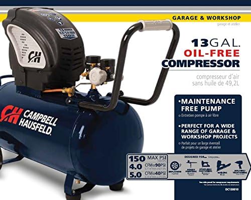 Campbell Air Compressor, 13-Gallon Horizontal Oil-Lubricated 3.8 CFM 1.3HP 120V - $190