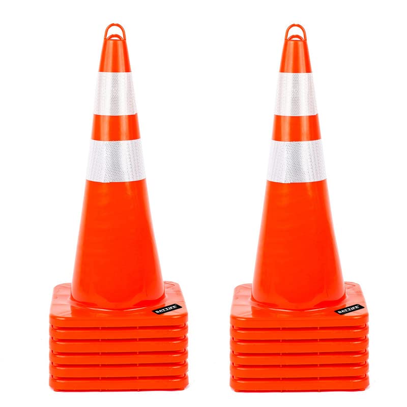 BATTIFE 12Pack Traffic Safety Cones 28 inches with Reflective Collars - $90