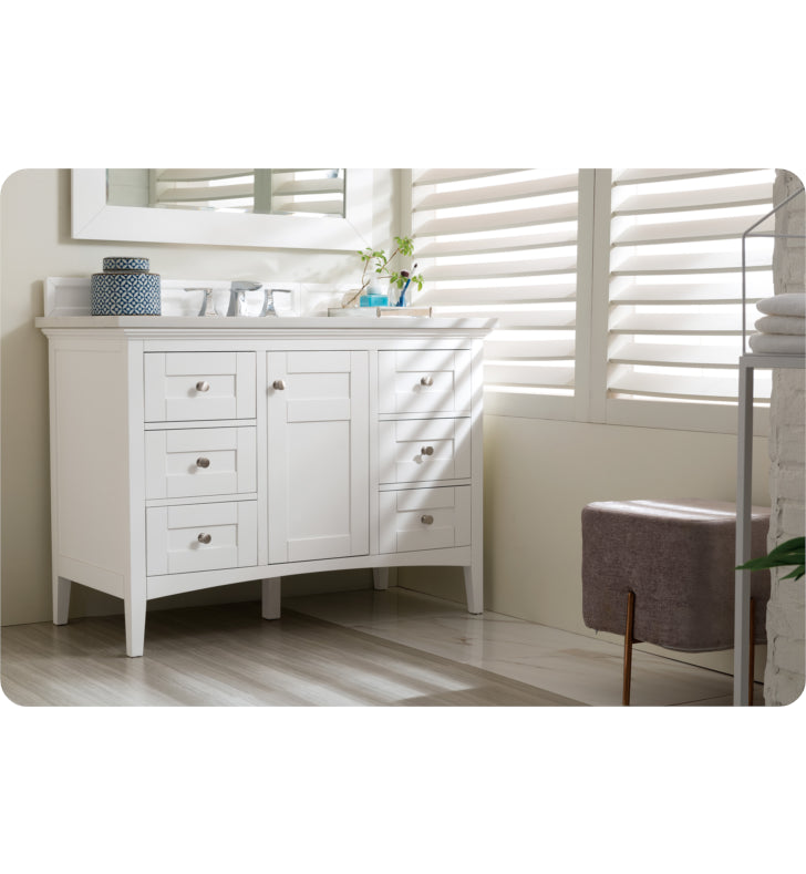 James Martin Palisades 48" Freestanding Single Bathroom Vanity in Bright White - $1295