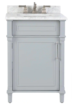 Aberdeen 24 in. W x 20 in. D x 34.5 in. H Single Sink Bath Vanity in Dove Gray - $290