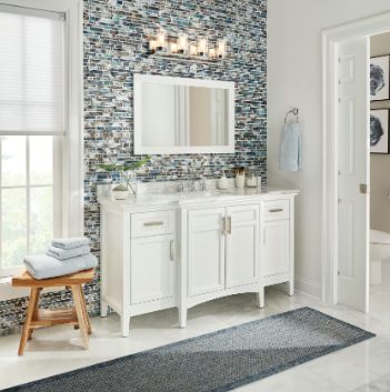 Sassy 36 in. W x 24 in. H Framed Rectangular Bathroom Vanity Mirror in White - $75