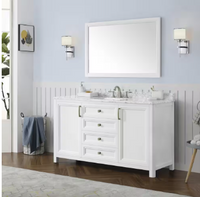 Sandon 46.00 in. W x 30.00 in. H Framed Rectangular Bathroom Vanity Mirror in White - $130