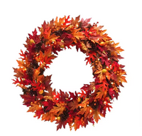 36 in. Artificial Maple Wreath with Clear Lights - $70