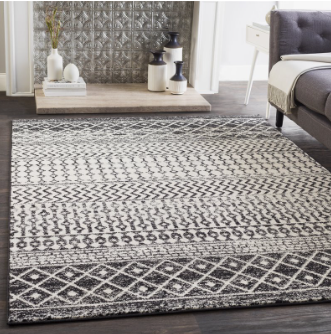Surya Elaziz ELZ-2307 108 x 150" (9'x12.5') Rectangle Fabric Rug Gray/Black/White - $280