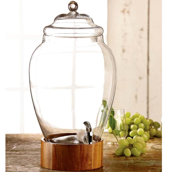 American Atelier Madera 3 Gallon Glass Beverage Dispenser with Wood Base - $40