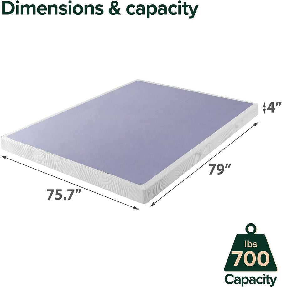 ZINUS Metal Box Spring with Wood Slats, 4 Inch Mattress Foundation, King - $110
