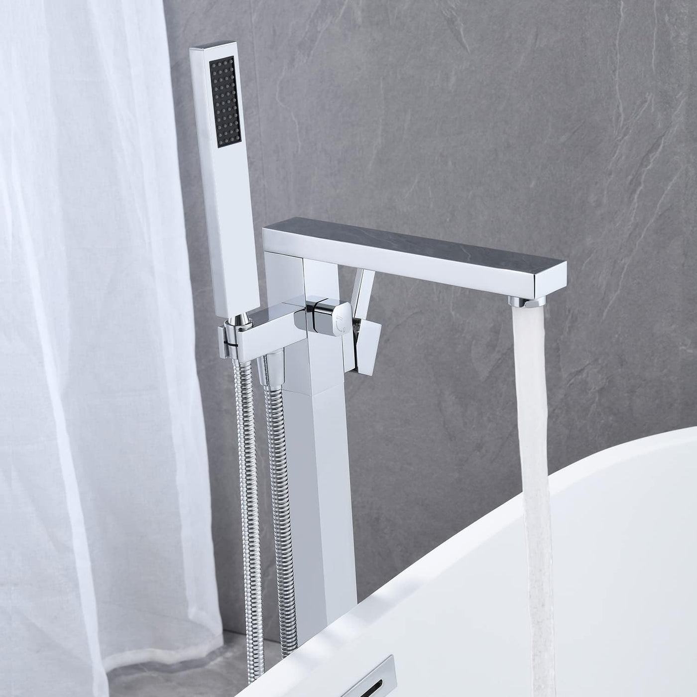 Wowkk Freestanding Bathtub Faucet Tub Filler Chrome Floor Mount - $160