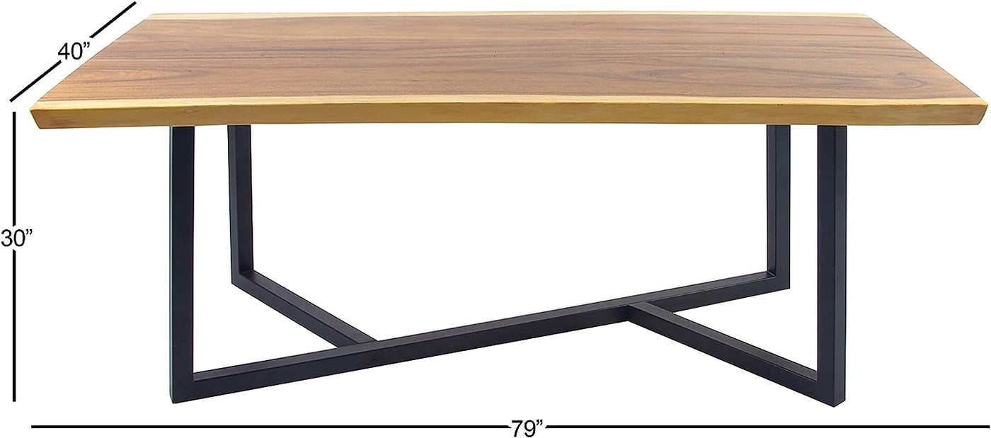Deco 79 Wood Rectangle Dining Table with Black Metal Base, Brown - $619