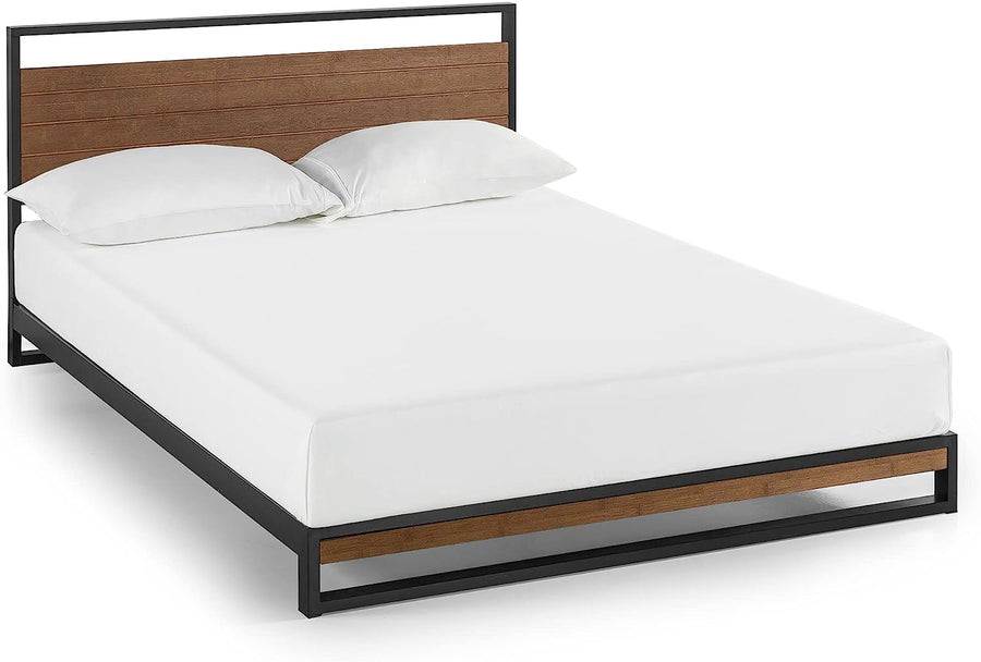 ZINUS Suzanne 37 Inch Bamboo & Metal Platform Bed Frame, Chestnut Brown, Queen - $155