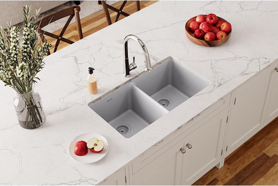 Elkay Quartz Classic ELGU3322GS0 Greystone Equal Double Bowl Undermount Sink - $255