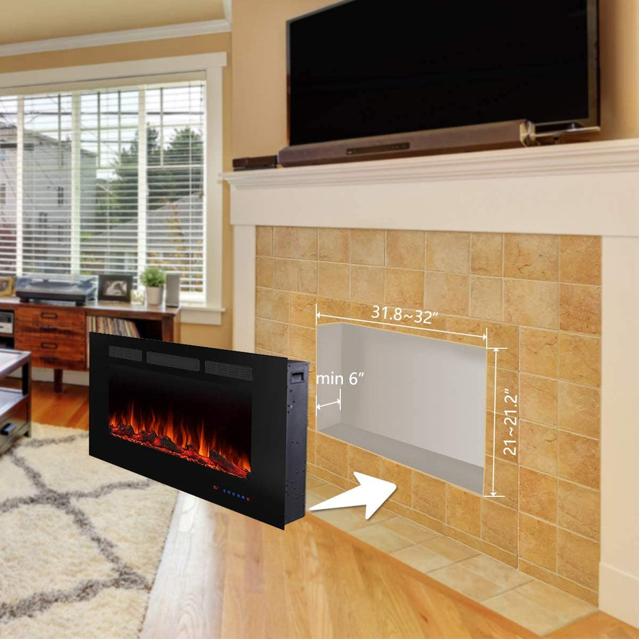Valuxhome 36 Electric Fireplace, Touchscreen, 750/1500W, Black, 36" L21 H - $275