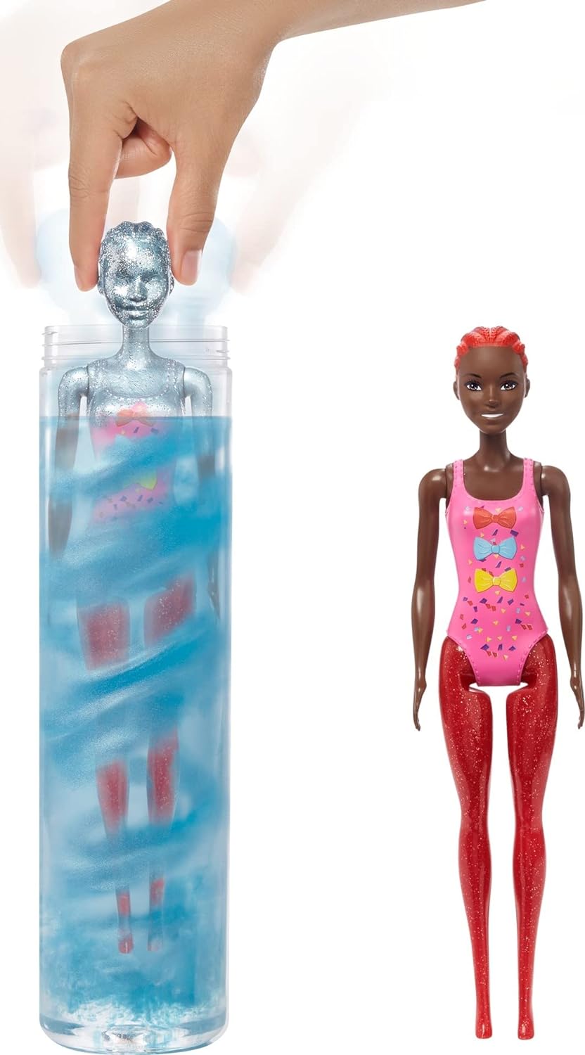 Barbie Color Reveal Glitter! Hair Swaps Doll, Glittery Blue with 25 Hairstyling Surprises - $9