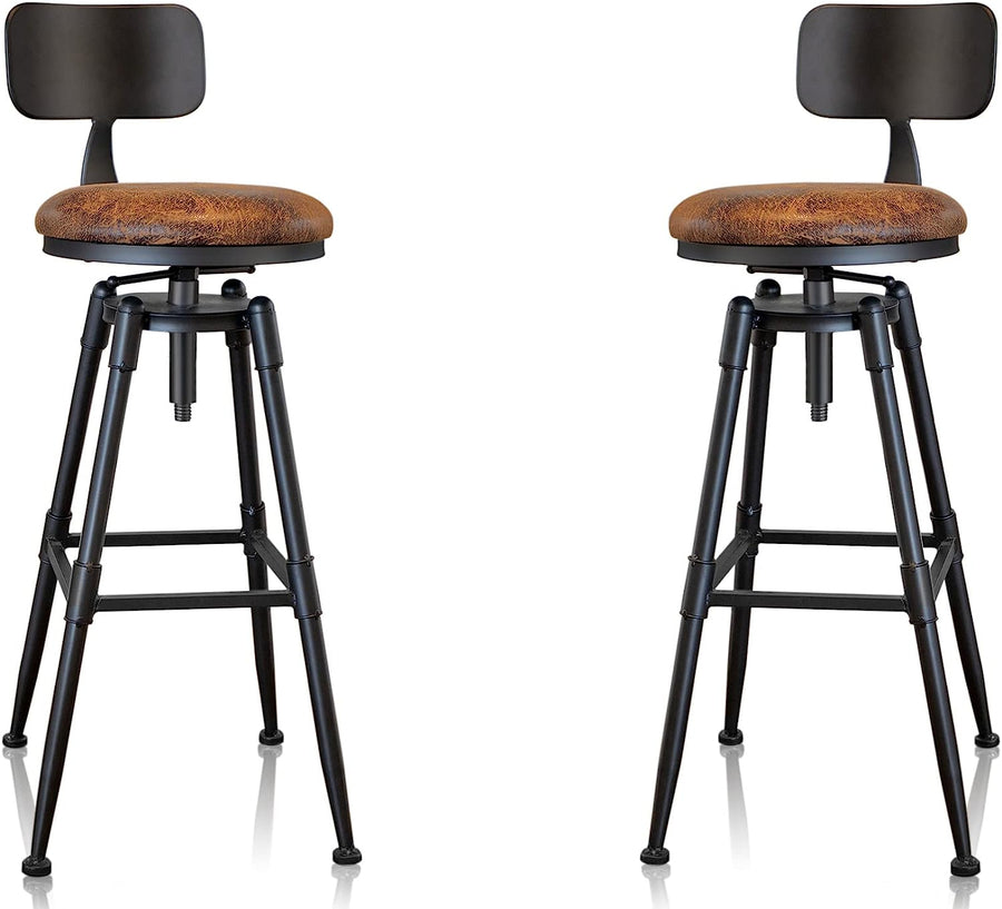 MSMV 27-35 Inch (Set of 2) Vintage Industrial Bar Stool-Farmhouse Swivel - $130