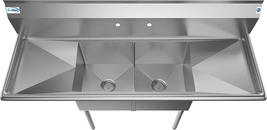 KoolMore 2 Compartment Stainless Steel NSF Commercial Kitchen Prep & Utility Sink-$460