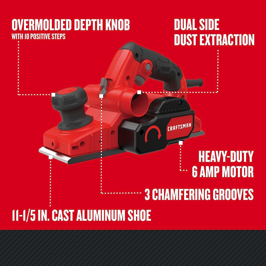 CRAFTSMAN Wood Planer, Hand Planer with Blades, Wrench and Edge Guide, Corded - $50