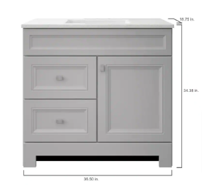 Sedgewood 36.5 in. W x 18.8 in. D x 34.4 in. H Freestanding Bath Vanity (Top Cracked) - $175