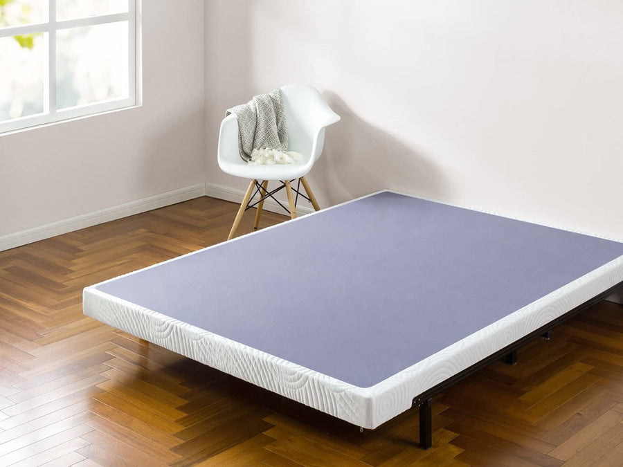 ZINUS Metal Box Spring with Wood Slats, 4 Inch Mattress Foundation, Queen - $95