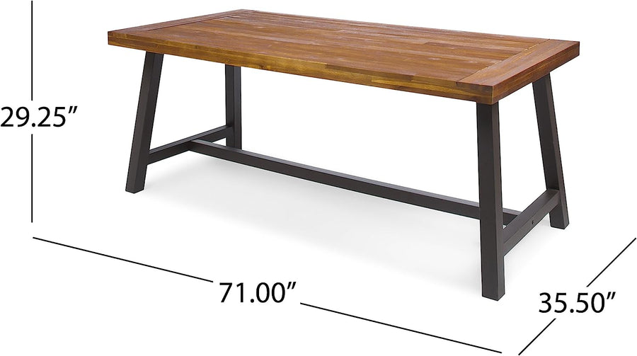 Carlisle Outdoor Dining Table with Iron Legs, Sandblast Finish / Rustic Metal - $145