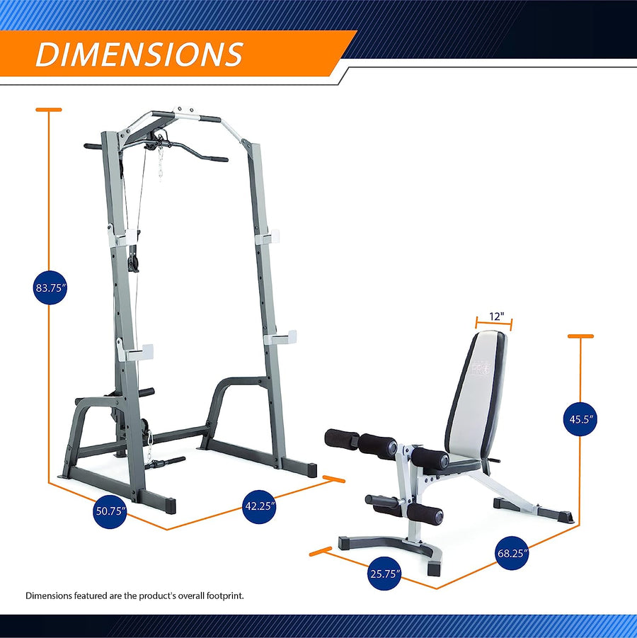 Marcy Pro Deluxe Cage System with Weightlifting Bench All-in-One Home Gym - $360