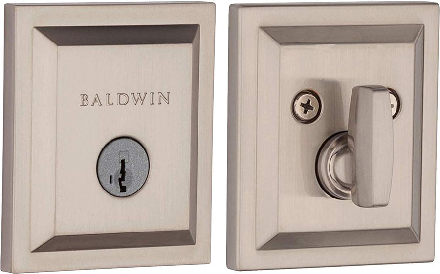 Baldwin Spyglass, Single Cylinder Front Door Deadbolt, in Satin Nickelq - $25