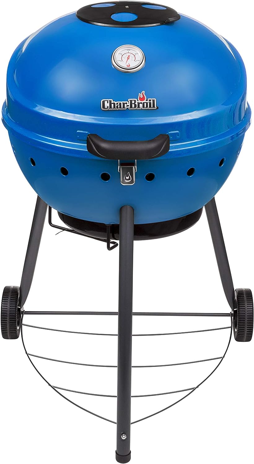 Char-Broil 21302145 Kettleman TRU-Infrared Charcoal Kettle Grill, Blue - $145